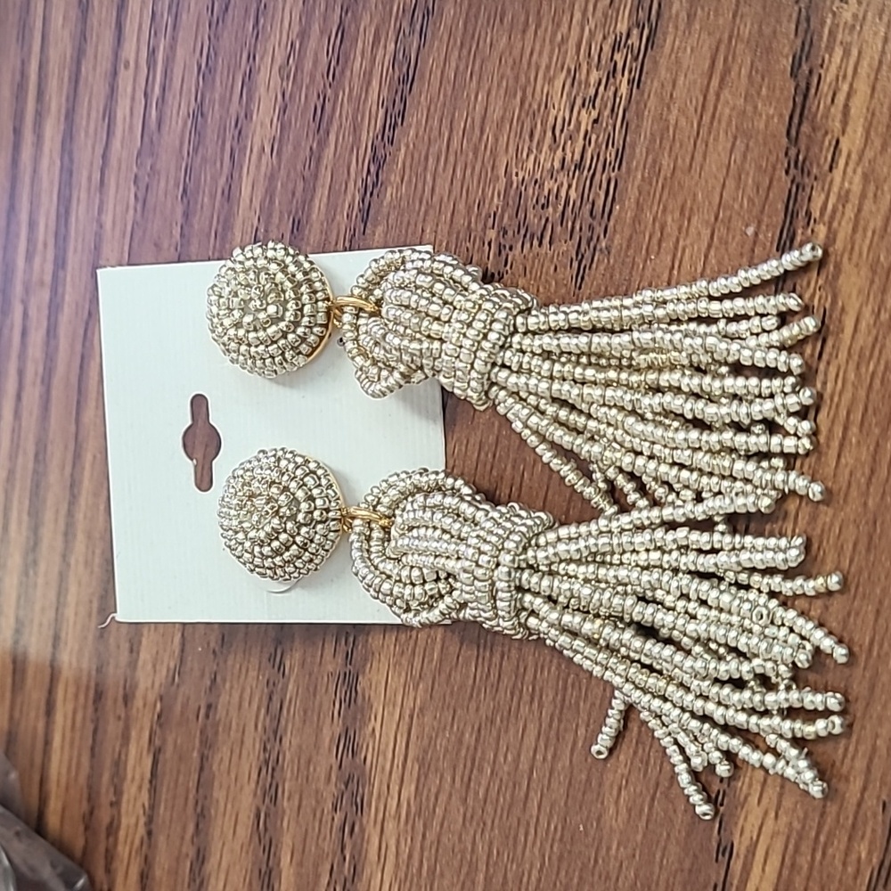 New Lele Sadoughi Silver Beaded Earrings